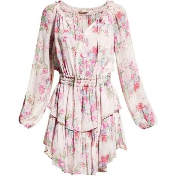LoveShackFancy Popover Size XS Shimmering Springs Mini Floral Dress Pink - Picture 8 of 13